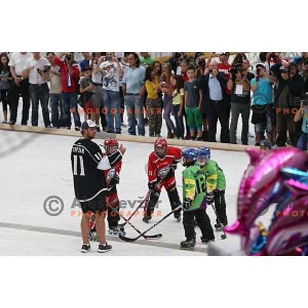 NHL star Anze Kopitar of LA Kings at presentation of Stanley Cup to slovenian fans in Podmezakla Hall, Jesenice on July 13, 2014