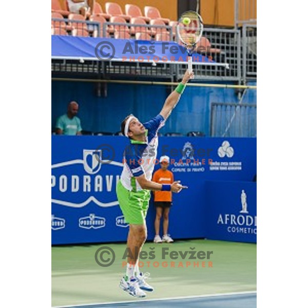 Gilles Muller of Luxembourg in action during final match of Tilia Slovenia Open-ATP Challenger Tour, played in SRC Marina, Portoroz, Slovenia, on July 13, 2014