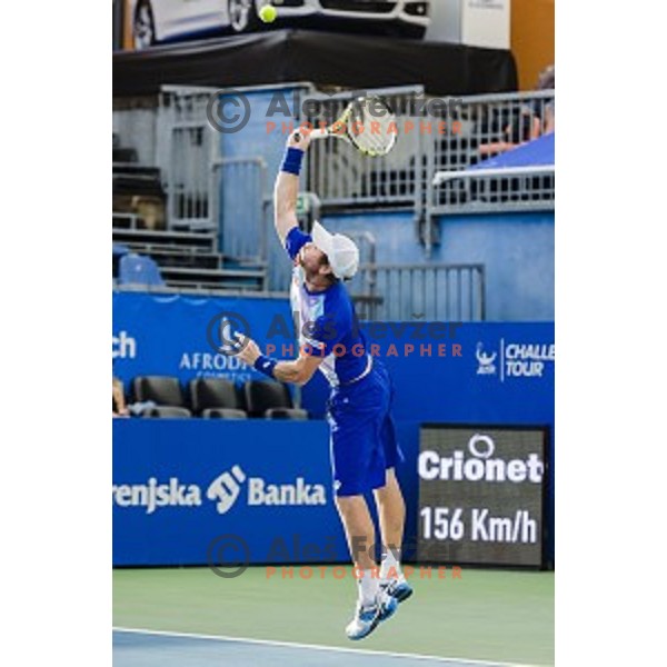 Blaz Kavcic of Slovenia in action during final match of Tilia Slovenia Open-ATP Challenger Tour, played in SRC Marina, Portoroz, Slovenia, on July 13, 2014