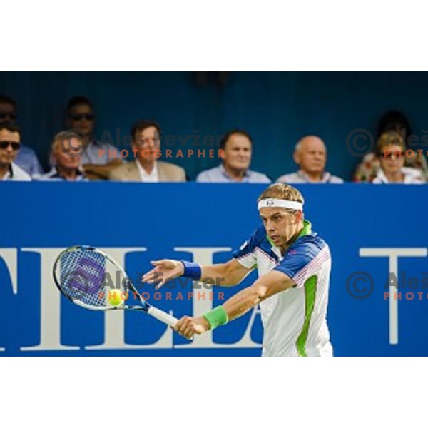 Gilles Muller of Luxembourg in action during final match of Tilia Slovenia Open-ATP Challenger Tour, played in SRC Marina, Portoroz, Slovenia, on July 13, 2014