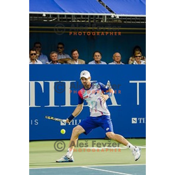 Blaz Kavcic of Slovenia in action during final match of Tilia Slovenia Open-ATP Challenger Tour, played in SRC Marina, Portoroz, Slovenia, on July 13, 2014