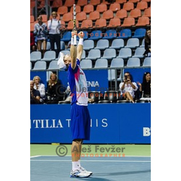 Blaz Kavcic of Slovenia, winner of Tilia Slovenia Open-ATP Challenger Tour, played in SRC Marina, Portoroz, Slovenia, on July 13, 2014