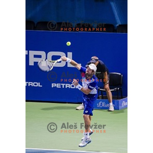 Blaz Kavcic of Slovenia in action during final match of Tilia Slovenia Open-ATP Challenger Tour, played in SRC Marina, Portoroz, Slovenia, on July 13, 2014