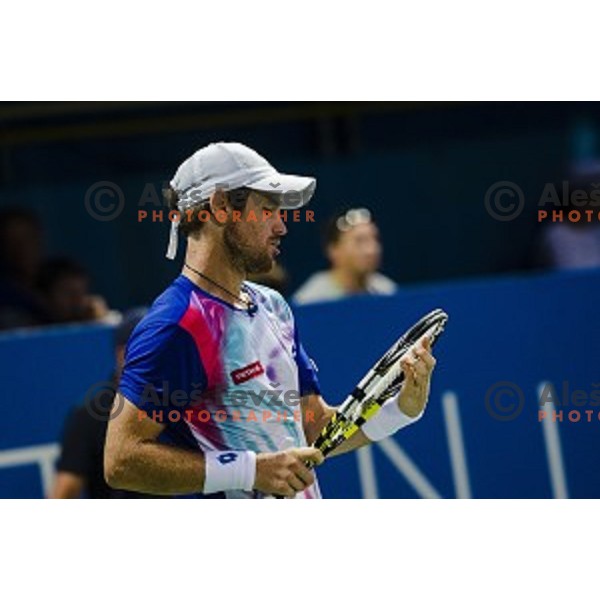 Blaz Kavcic of Slovenia in action during final match of Tilia Slovenia Open-ATP Challenger Tour, played in SRC Marina, Portoroz, Slovenia, on July 13, 2014
