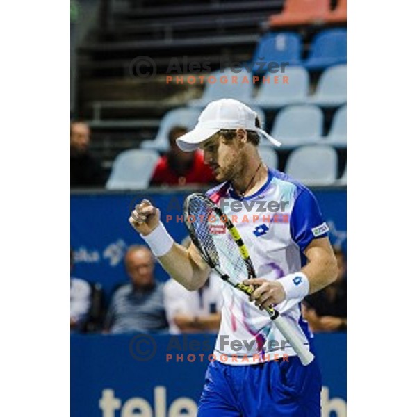 Blaz Kavcic of Slovenia in action during final match of Tilia Slovenia Open-ATP Challenger Tour, played in SRC Marina, Portoroz, Slovenia, on July 13, 2014
