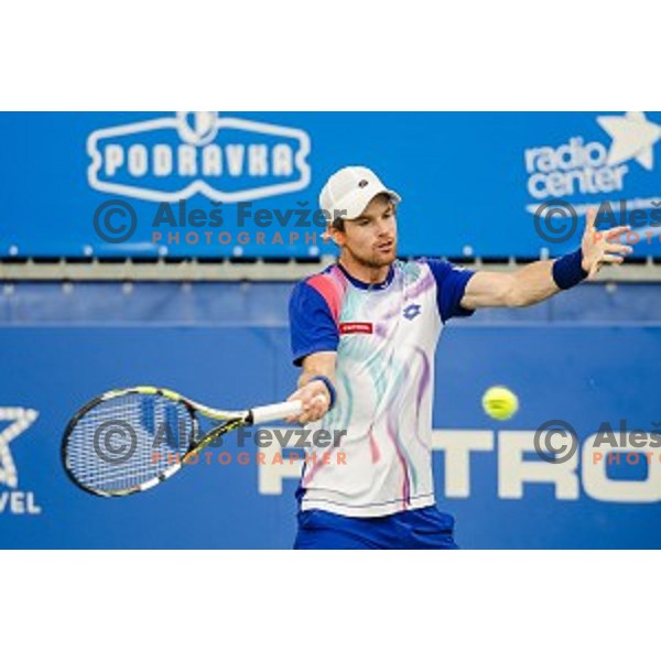 Blaz Kavcic of Slovenia in action during final match of Tilia Slovenia Open-ATP Challenger Tour, played in SRC Marina, Portoroz, Slovenia, on July 13, 2014
