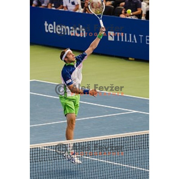 Gilles Muller of Luxembourg in action during final match of Tilia Slovenia Open-ATP Challenger Tour, played in SRC Marina, Portoroz, Slovenia, on July 13, 2014