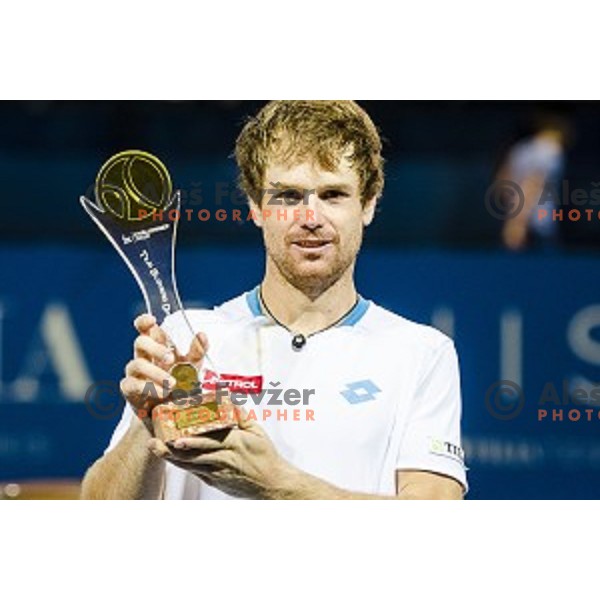 Blaz Kavcic of Slovenia, winner of Tilia Slovenia Open-ATP Challenger Tour, played in SRC Marina, Portoroz, Slovenia, on July 13, 2014