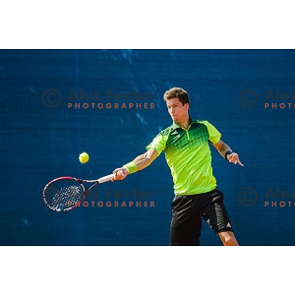 Aljaz Bedene of Slovenia in action during first qualifying match of 25. Vegeta Croatia Open Umag-ATP World Tour, played in ATP Stadion Umag, Umag, Croatia, on July 19, 2014