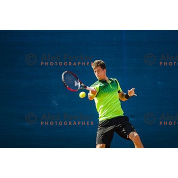 Aljaz Bedene of Slovenia in action during first qualifying match of 25. Vegeta Croatia Open Umag-ATP World Tour, played in ATP Stadion Umag, Umag, Croatia, on July 19, 2014
