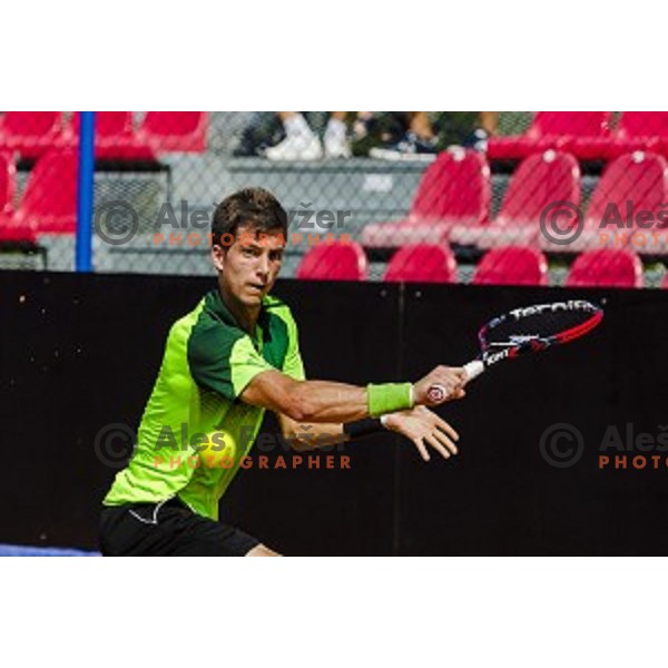 Aljaz Bedene of Slovenia in action during first qualifying match of 25. Vegeta Croatia Open Umag-ATP World Tour, played in ATP Stadion Umag, Umag, Croatia, on July 19, 2014