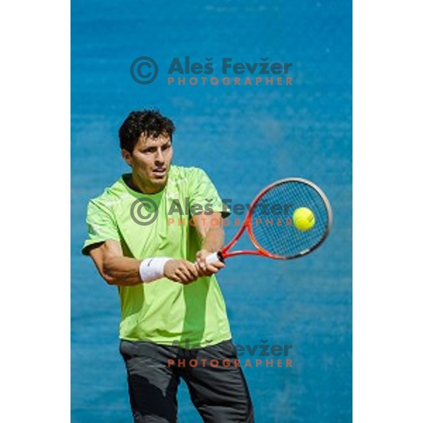 Tomislav Ternar of Slovenia in action during first qualifying match of 25. Vegeta Croatia Open Umag-ATP World Tour, played in ATP Stadion Umag, Umag, Croatia, on July 19, 2014