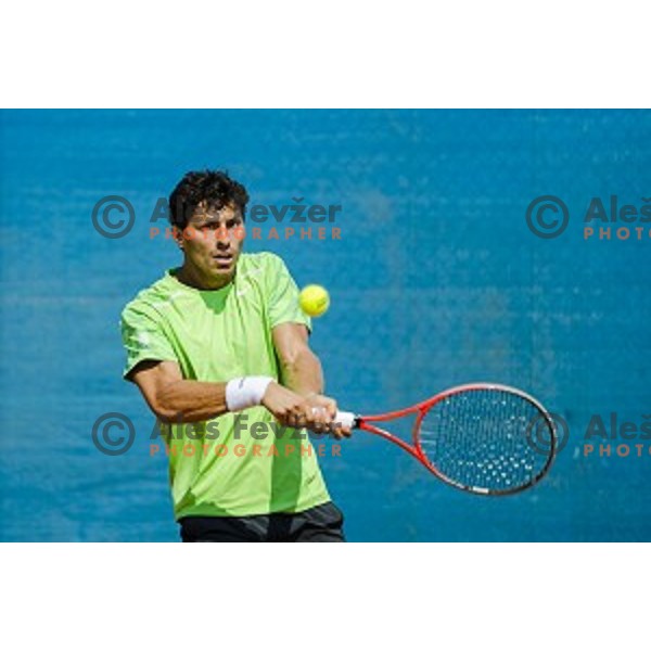 Tomislav Ternar of Slovenia in action during first qualifying match of 25. Vegeta Croatia Open Umag-ATP World Tour, played in ATP Stadion Umag, Umag, Croatia, on July 19, 2014