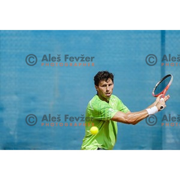 Tomislav Ternar of Slovenia in action during first qualifying match of 25. Vegeta Croatia Open Umag-ATP World Tour, played in ATP Stadion Umag, Umag, Croatia, on July 19, 2014
