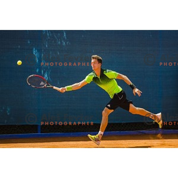Aljaz Bedene of Slovenia in action during first qualifying match of 25. Vegeta Croatia Open Umag-ATP World Tour, played in ATP Stadion Umag, Umag, Croatia, on July 19, 2014