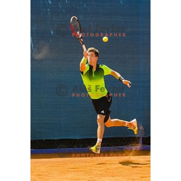 Aljaz Bedene of Slovenia in action during first qualifying match of 25. Vegeta Croatia Open Umag-ATP World Tour, played in ATP Stadion Umag, Umag, Croatia, on July 19, 2014