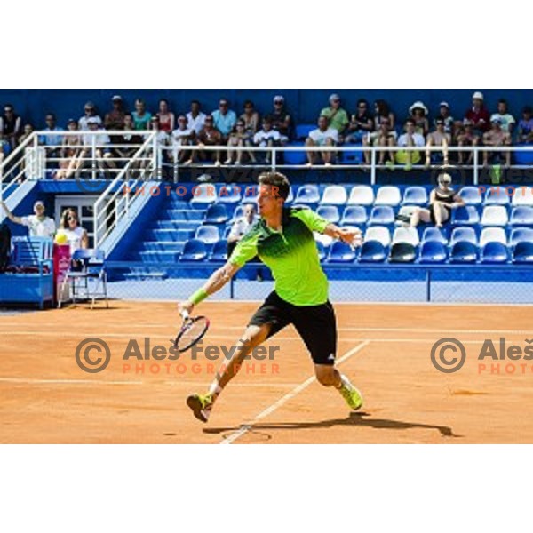 Aljaz Bedene of Slovenia in action during first qualifying match of 25. Vegeta Croatia Open Umag-ATP World Tour, played in ATP Stadion Umag, Umag, Croatia, on July 19, 2014