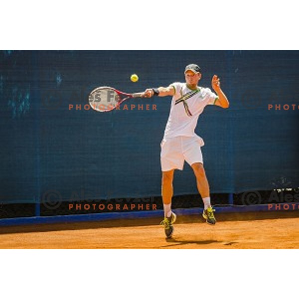 Tom Kocvar Desman of Slovenia in action during first qualifying match of 25. Vegeta Croatia Open Umag-ATP World Tour, played in ATP Stadion Umag, Umag, Croatia, on July 19, 2014