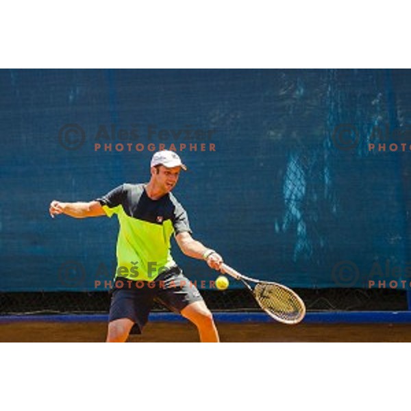 Horacio Zeballos of Argentina in action during first qualifying match of 25. Vegeta Croatia Open Umag-ATP World Tour, played in ATP Stadion Umag, Umag, Croatia, on July 19, 2014