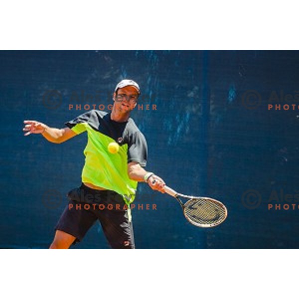 Horacio Zeballos of Argentina in action during first qualifying match of 25. Vegeta Croatia Open Umag-ATP World Tour, played in ATP Stadion Umag, Umag, Croatia, on July 19, 2014