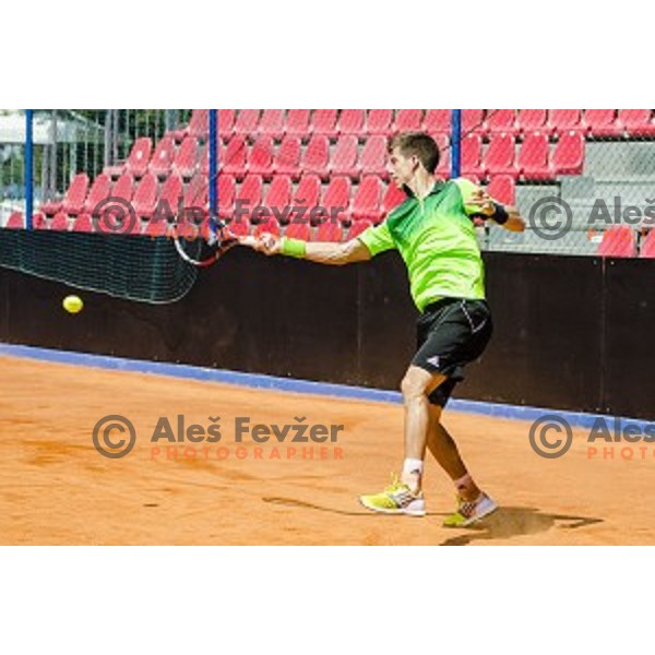 Aljaz Bedene of Slovenia in action during first qualifying match of 25. Vegeta Croatia Open Umag-ATP World Tour, played in ATP Stadion Umag, Umag, Croatia, on July 19, 2014