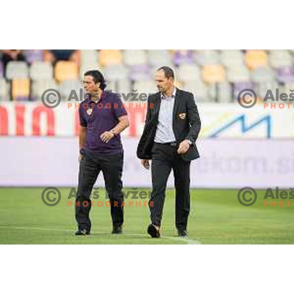 Zlatko Zahovic, Ante Simundza (L-R) in action during football match NK Maribor - NK Rudar Velenje, round 1 of Prva liga Telekom Slovenije 2014-2015, Ljudski Vrt, Maribor, 19.7.2014