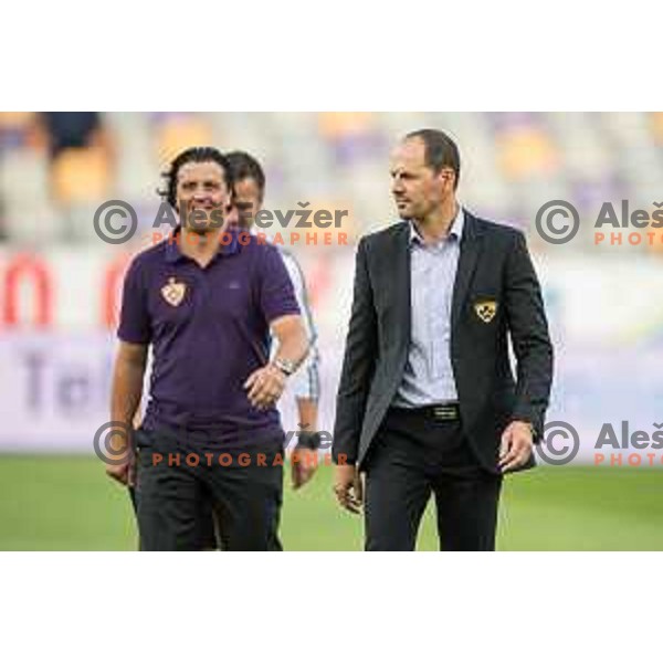 Zlatko Zahovic, Ante Simundza (L-R) in action during football match NK Maribor - NK Rudar Velenje, round 1 of Prva liga Telekom Slovenije 2014-2015, Ljudski Vrt, Maribor, 19.7.2014