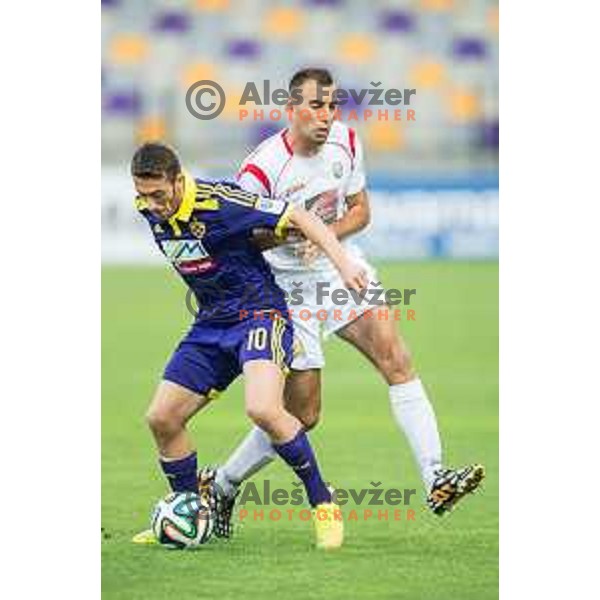 Agim Ibraimi, Ivan Firer in action during football match NK Maribor - NK Rudar Velenje, round 1 of Prva liga Telekom Slovenije 2014-2015, Ljudski Vrt, Maribor, 19.7.2014