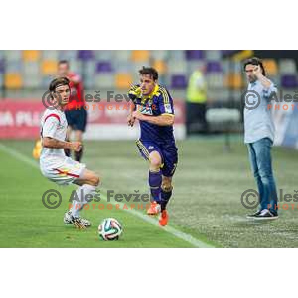 Denis Klinar, Ales Mejac in action during football match NK Maribor - NK Rudar Velenje, round 1 of Prva liga Telekom Slovenije 2014-2015, Ljudski Vrt, Maribor, 19.7.2014