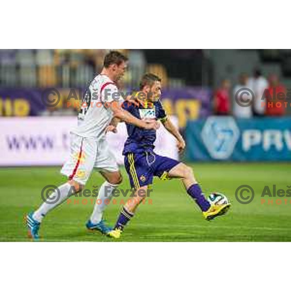 Ivan Knezovic, Agim Ibraimi in action during football match NK Maribor - NK Rudar Velenje, round 1 of Prva liga Telekom Slovenije 2014-2015, Ljudski Vrt, Maribor, 19.7.2014