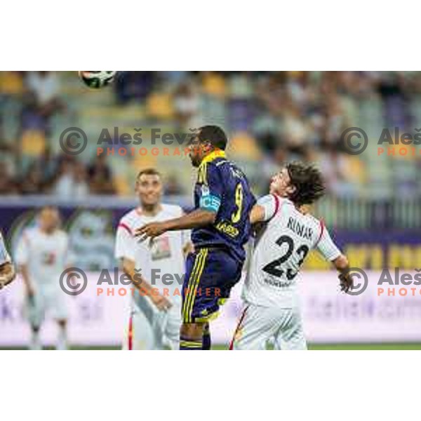 Marcos Tavares, Denis Klinar in action during football match NK Maribor - NK Rudar Velenje, round 1 of Prva liga Telekom Slovenije 2014-2015, Ljudski Vrt, Maribor, 19.7.2014