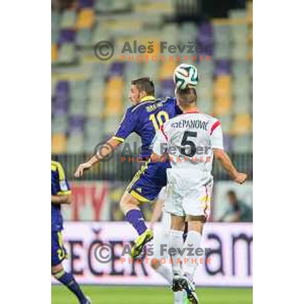 Agim Ibraimi, Nemanja Stjepanovic in action during football match NK Maribor - NK Rudar Velenje, round 1 of Prva liga Telekom Slovenije 2014-2015, Ljudski Vrt, Maribor, 19.7.2014