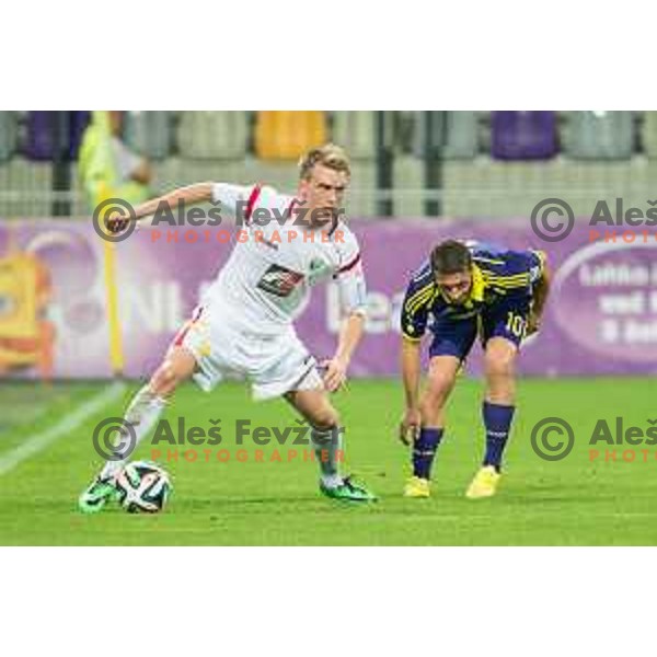 Leon Crncic, Agim Ibraimi in action during football match NK Maribor - NK Rudar Velenje, round 1 of Prva liga Telekom Slovenije 2014-2015, Ljudski Vrt, Maribor, 19.7.2014