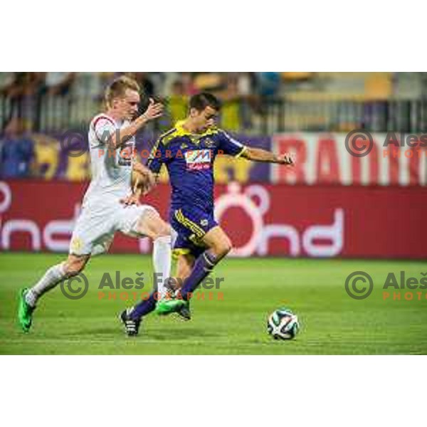 Leon Crncic, Mitja Viler in action during football match NK Maribor - NK Rudar Velenje, round 1 of Prva liga Telekom Slovenije 2014-2015, Ljudski Vrt, Maribor, 19.7.2014