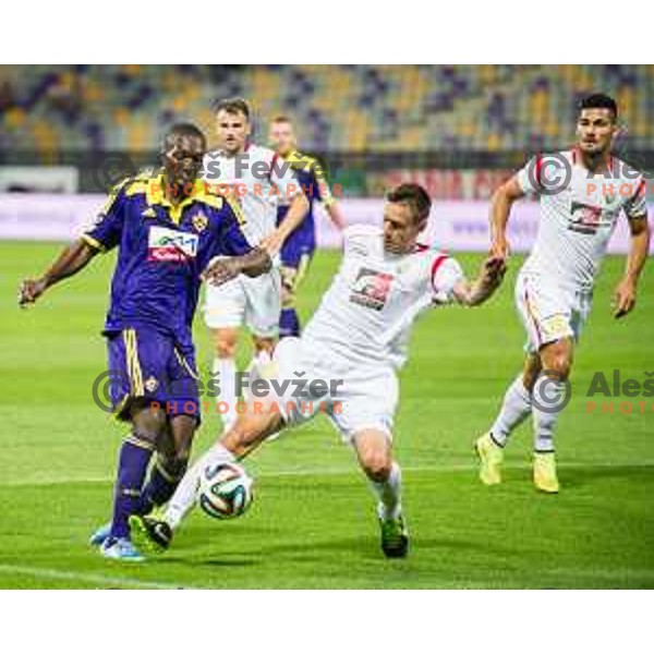 Mendy, Rusmin Dedic in action during football match NK Maribor - NK Rudar Velenje, round 1 of Prva liga Telekom Slovenije 2014-2015, Ljudski Vrt, Maribor, 19.7.2014