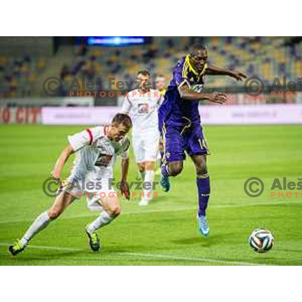 Mendy, Rusmin Dedic in action during football match NK Maribor - NK Rudar Velenje, round 1 of Prva liga Telekom Slovenije 2014-2015, Ljudski Vrt, Maribor, 19.7.2014