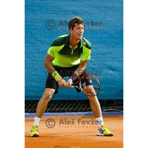 Aljaz Bedene of Slovenia in action during final qualifying match of 25. Vegeta Croatia Open Umag-ATP World Tour, played in ATP Stadion Umag, Umag, Croatia, on July 21, 2014