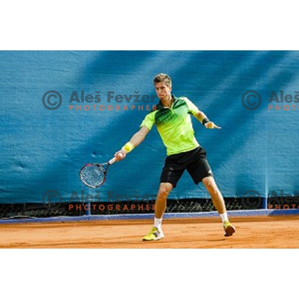 Aljaz Bedene of Slovenia in action during final qualifying match of 25. Vegeta Croatia Open Umag-ATP World Tour, played in ATP Stadion Umag, Umag, Croatia, on July 21, 2014