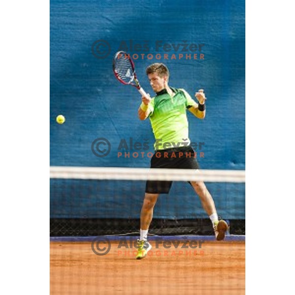 Aljaz Bedene of Slovenia in action during final qualifying match of 25. Vegeta Croatia Open Umag-ATP World Tour, played in ATP Stadion Umag, Umag, Croatia, on July 21, 2014