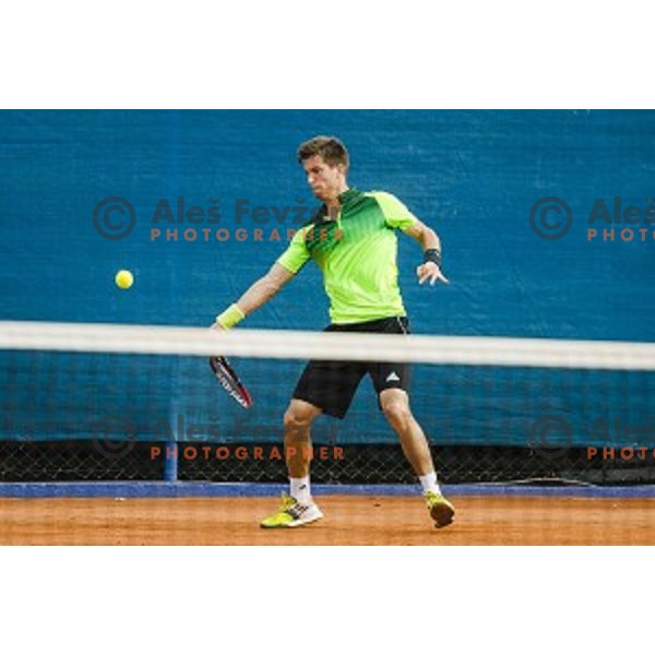Aljaz Bedene of Slovenia in action during final qualifying match of 25. Vegeta Croatia Open Umag-ATP World Tour, played in ATP Stadion Umag, Umag, Croatia, on July 21, 2014