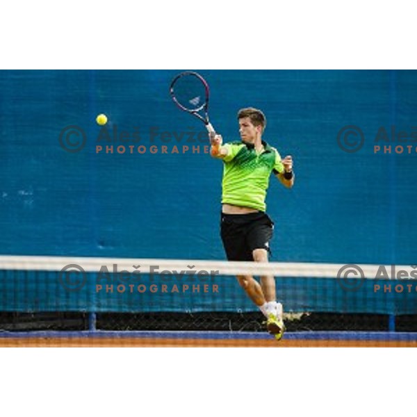 Aljaz Bedene of Slovenia in action during final qualifying match of 25. Vegeta Croatia Open Umag-ATP World Tour, played in ATP Stadion Umag, Umag, Croatia, on July 21, 2014