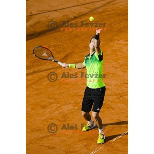 Aljaz Bedene of Slovenia in action during final qualifying match of 25. Vegeta Croatia Open Umag-ATP World Tour, played in ATP Stadion Umag, Umag, Croatia, on July 21, 2014