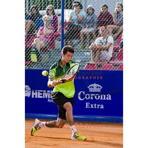 Aljaz Bedene of Slovenia in action during final qualifying match of 25. Vegeta Croatia Open Umag-ATP World Tour, played in ATP Stadion Umag, Umag, Croatia, on July 21, 2014