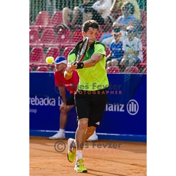 Aljaz Bedene of Slovenia in action during final qualifying match of 25. Vegeta Croatia Open Umag-ATP World Tour, played in ATP Stadion Umag, Umag, Croatia, on July 21, 2014
