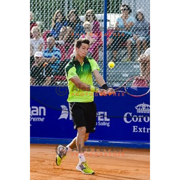 Aljaz Bedene of Slovenia in action during final qualifying match of 25. Vegeta Croatia Open Umag-ATP World Tour, played in ATP Stadion Umag, Umag, Croatia, on July 21, 2014