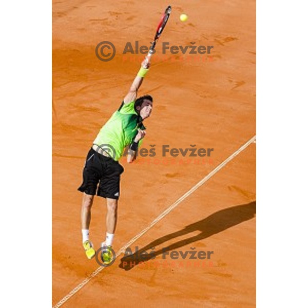 Aljaz Bedene of Slovenia in action during final qualifying match of 25. Vegeta Croatia Open Umag-ATP World Tour, played in ATP Stadion Umag, Umag, Croatia, on July 21, 2014