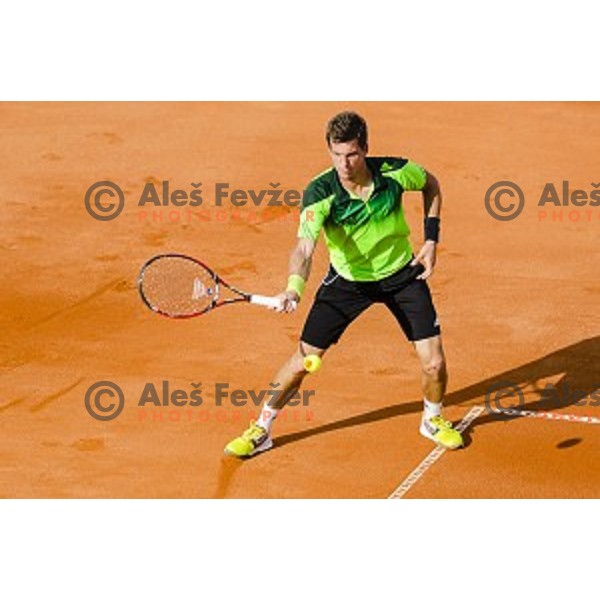 Aljaz Bedene of Slovenia in action during final qualifying match of 25. Vegeta Croatia Open Umag-ATP World Tour, played in ATP Stadion Umag, Umag, Croatia, on July 21, 2014
