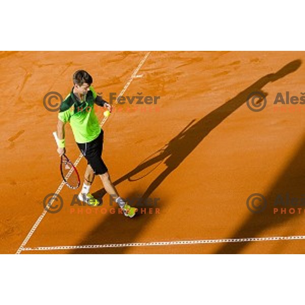 Aljaz Bedene of Slovenia in action during final qualifying match of 25. Vegeta Croatia Open Umag-ATP World Tour, played in ATP Stadion Umag, Umag, Croatia, on July 21, 2014