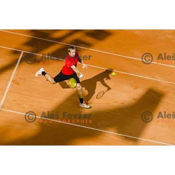Andrej Martin of Slovakia in action during final qualifying match of 25. Vegeta Croatia Open Umag-ATP World Tour, played in ATP Stadion Umag, Umag, Croatia, on July 21, 2014