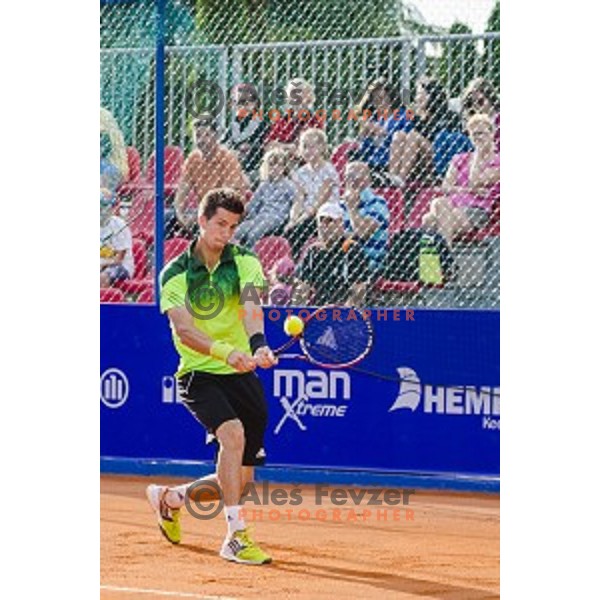 Aljaz Bedene of Slovenia in action during final qualifying match of 25. Vegeta Croatia Open Umag-ATP World Tour, played in ATP Stadion Umag, Umag, Croatia, on July 21, 2014